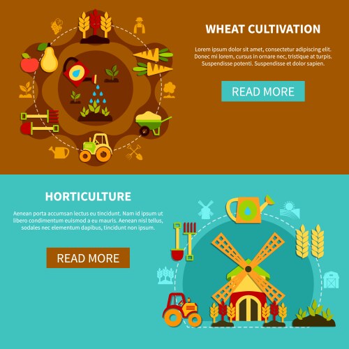 Wheat cultivation banners collection Vector Image