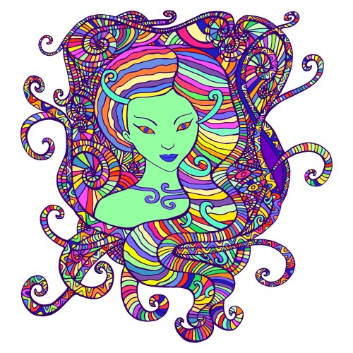 Psychedelic Tribal Woman Portrait Vector Image