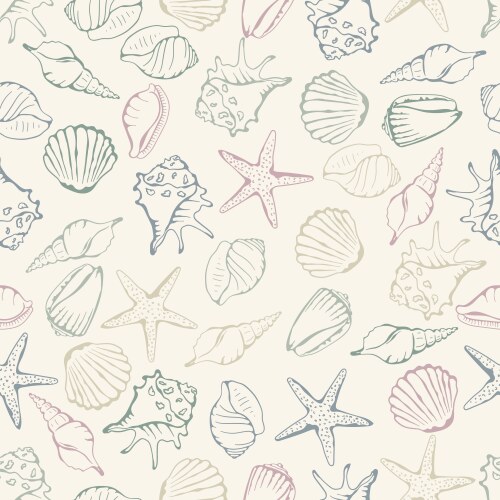 Shell with pearl pattern seamless Royalty Free Vector Image