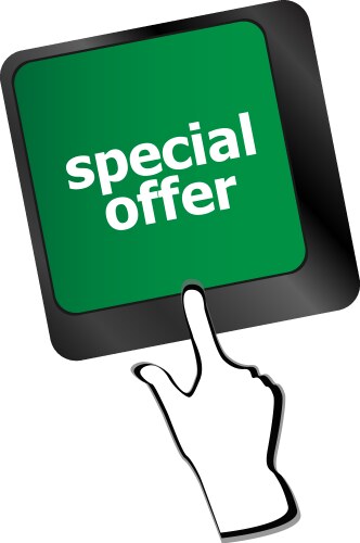 Special offer button on computer keyboard keys vector image