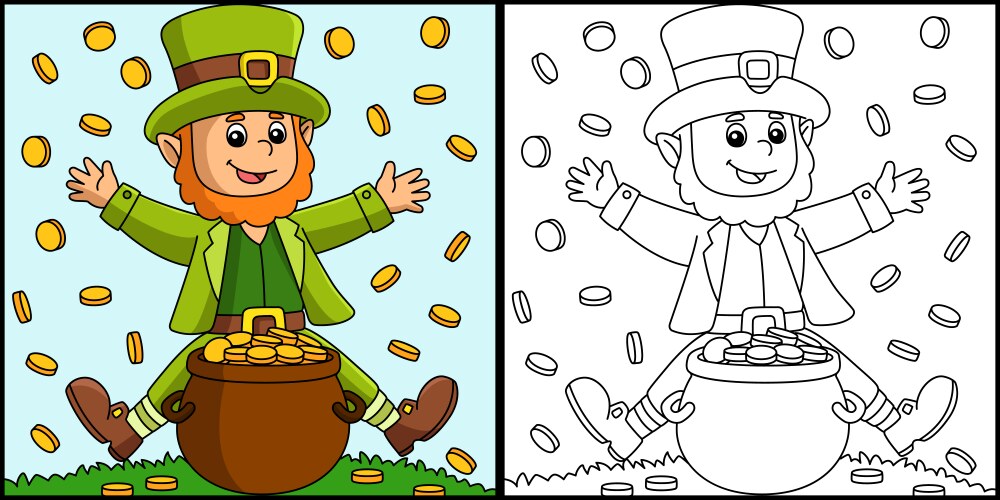 St Patricks Day Unicorn Coloring Page Royalty Free Vector