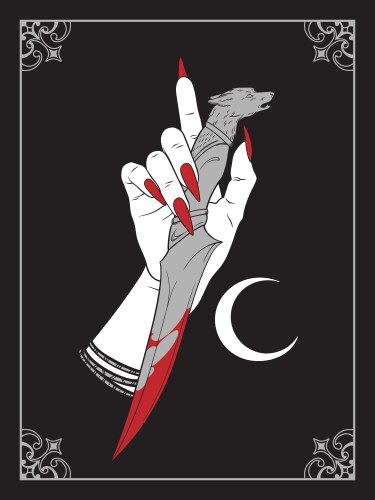 Ritual bloody dagger in female vampire hand Vector Image