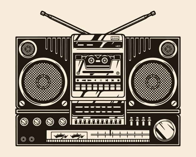 portable cassette boombox vector