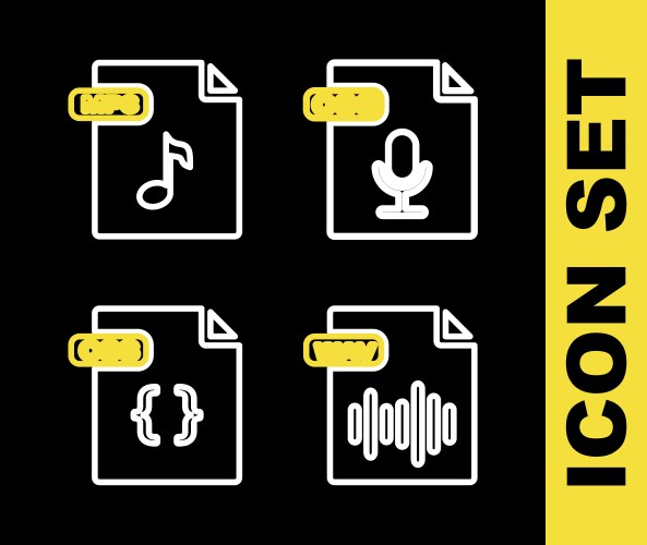 Set line ogg file document wav css and mp3 icon vector image