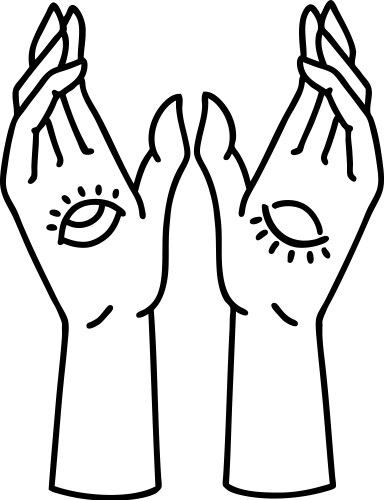 Black Line Mystic Hands Tattoo Vector Image