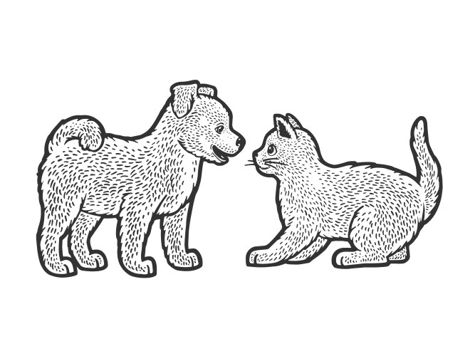 Dog Cat Line Drawing Vector Images (over 6 100)