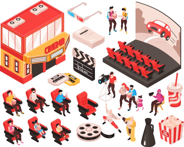 Cinema movie icon set Royalty Free Vector Image