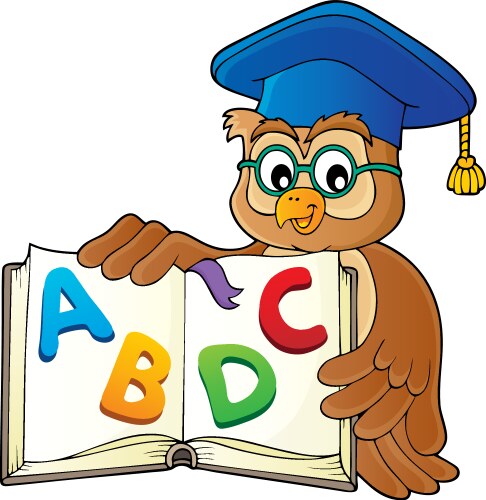 owl teacher with open book theme image 2 vector image