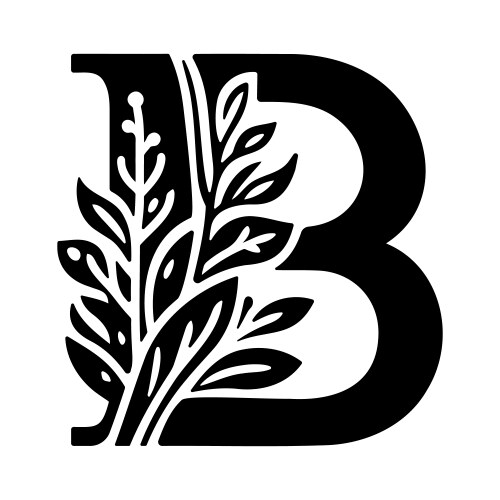 B letter monogram logo with botanical ornaments vector image