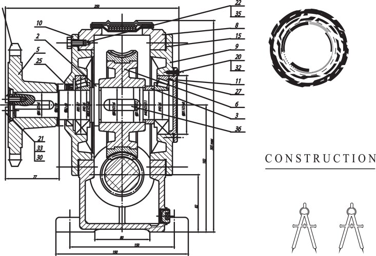 Machine-building drawings on a white background Vector Image
