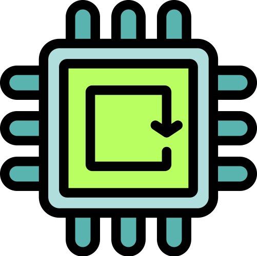 Microchip installing update with downloading arrow vector image