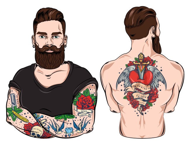 Tattooed Man Character Vector Image