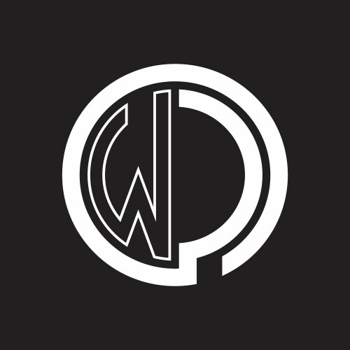 Wc logo with circle rounded negative space design vector image