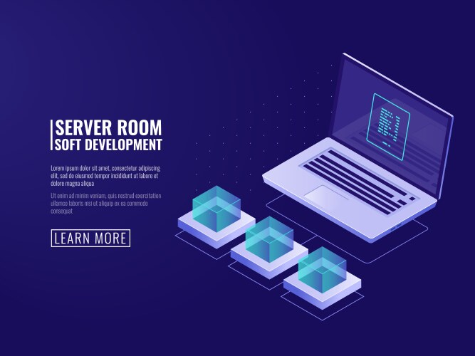 Data processing software program development code vector image