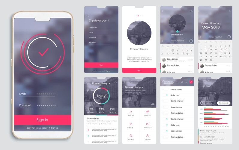 design of the mobile application ui ux a set vector image