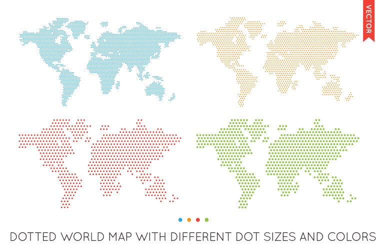 Green dotted world map Royalty Free Vector Image