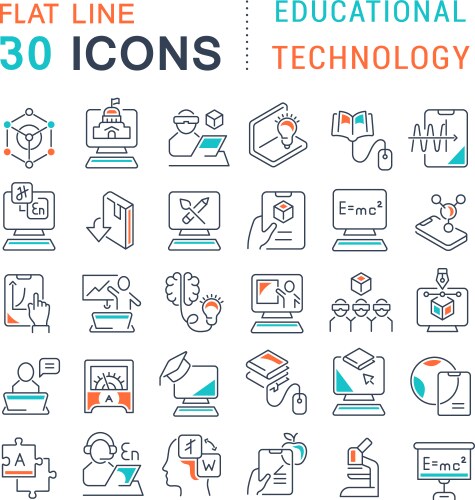 Set line icons educational technology vector image