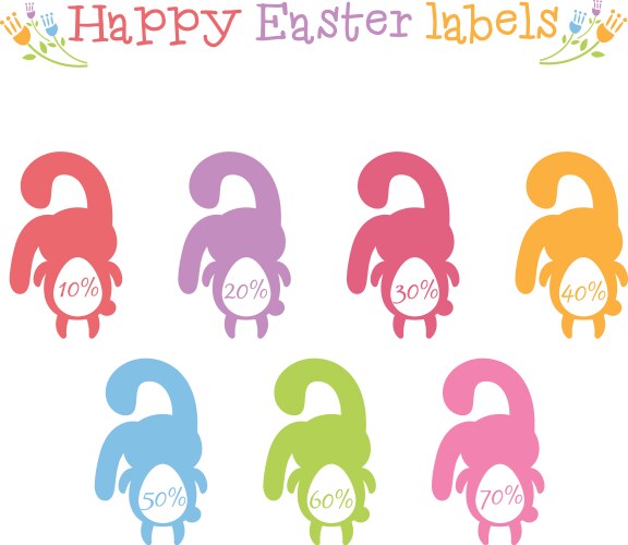Concept set of happy easter bunnies labels Vector Image