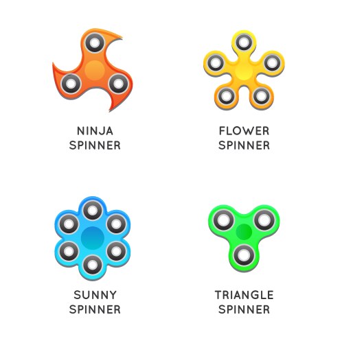 fidget hand spinner toys flat icons vector image