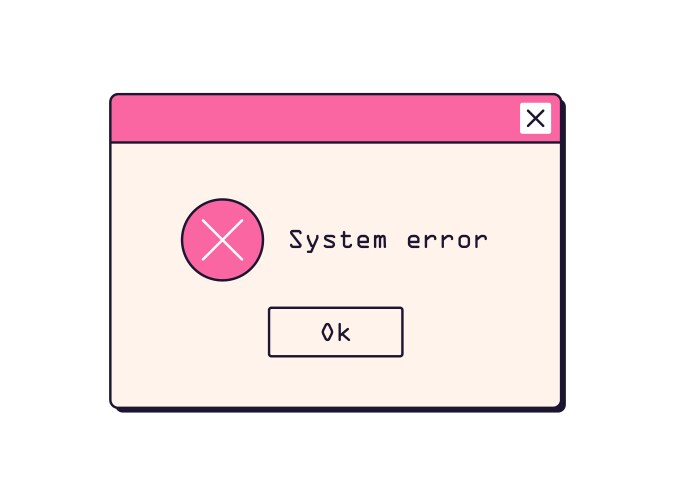 System error alert notification dialog window vector image