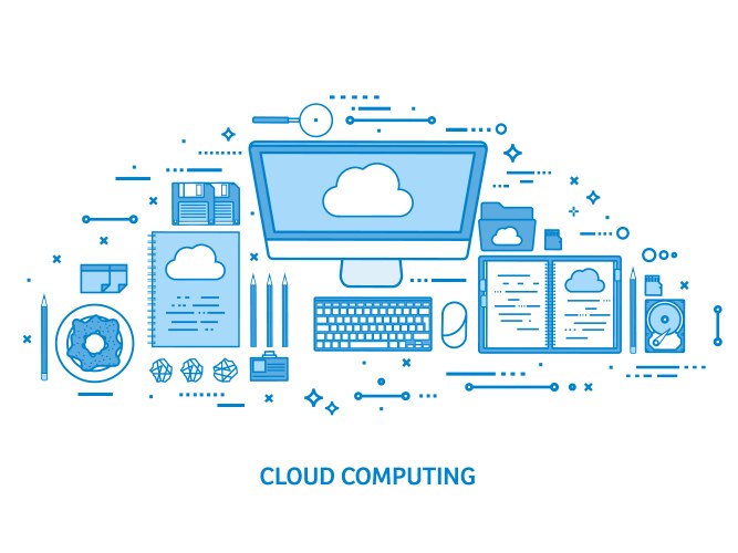 Cloud computing media data server web storage vektorbild