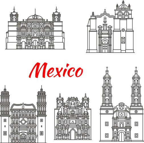 mexican travel landmark icon with catholic church vector image