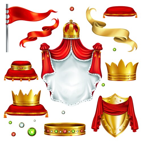 royal attributes and symbols realistic set vector image