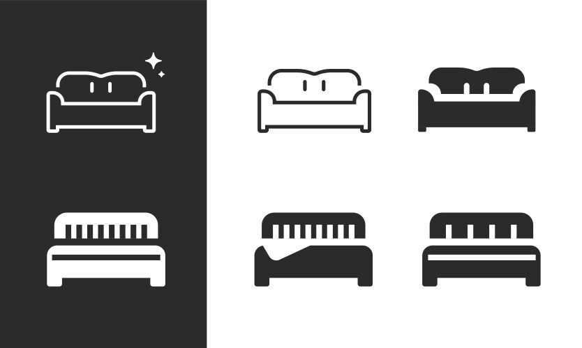 bed sofa icon simple graphic set bedroom hotel vector