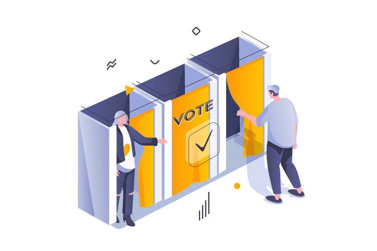 Election and voting concept in 3d isometric design vector image