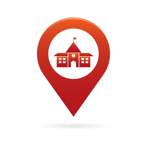 School map pointer icon marker gps location flag vector image