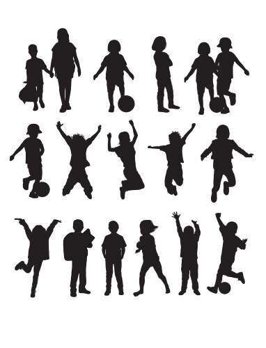 Child Silhouettes - Diverse Group Vector Image