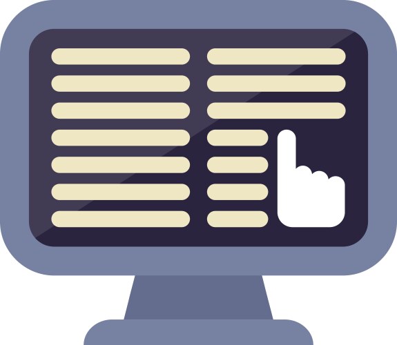 Computer screen displaying online survey and hand vector image