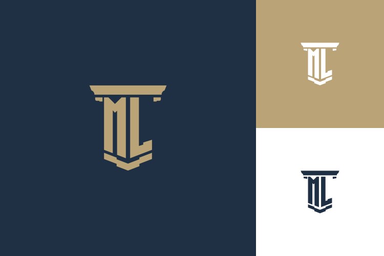 Letter ml wedding monogram logo design Royalty Free Vector