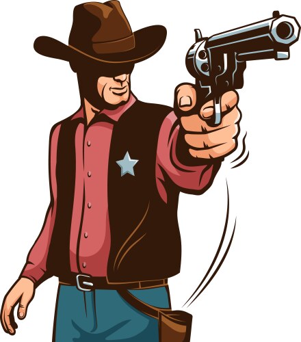 Man with cowboy hat and gun western gunfighter Vector Image