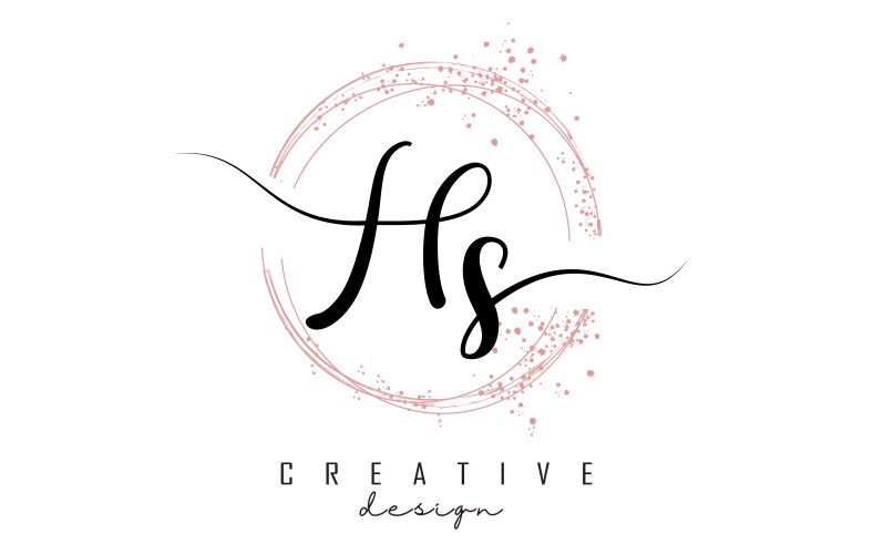 Handwritten hs h s letter logo with sparkling Vector Image