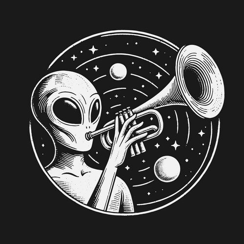 Cosmic Alien Trumpeter Vector Image