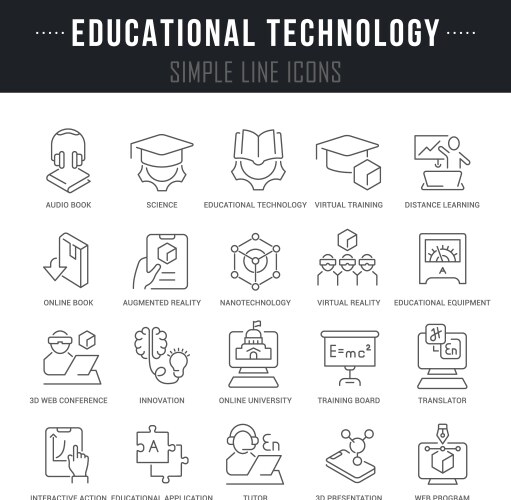 Educational Technology Line Icons Vector Image