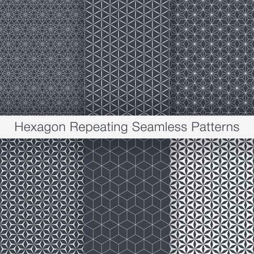 Set of minimalist seamless patterns hexagonal vector image