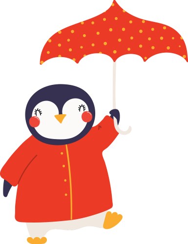 Cute penguin coat holding umbrella character Vector Image