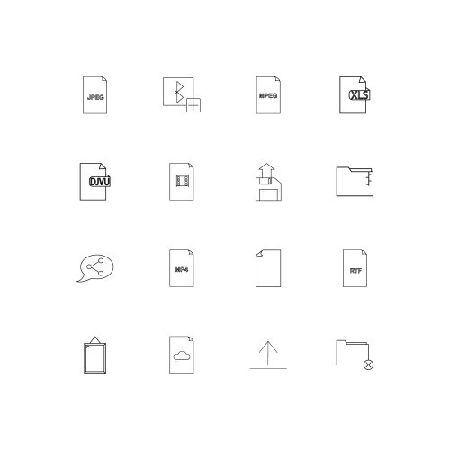 Files and folders sign linear thin icons set vector image