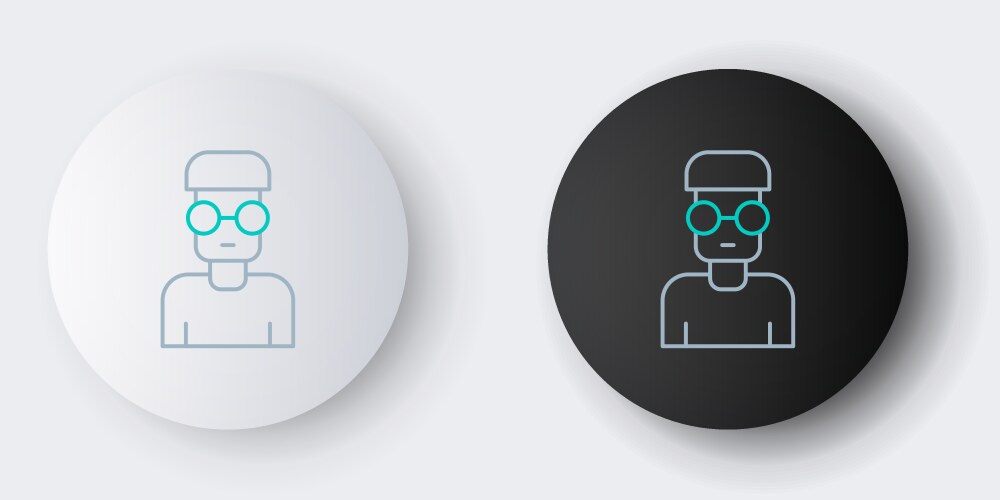 Line nerd geek icon isolated on grey background vector image