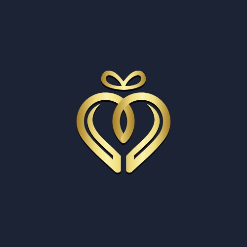 Love heart gift valentine gold logo vector image