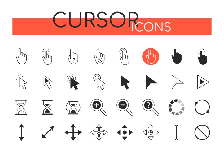 Pointer click cursor icon web outline pictogram Vector Image