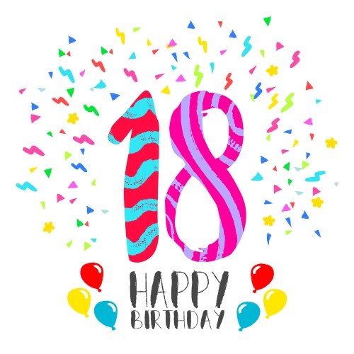 Happy 18th Birthday Party Invitation Vector Image