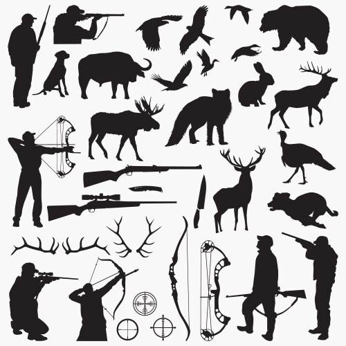 Hunting Silhouettes - Wildlife Collection Vector Image