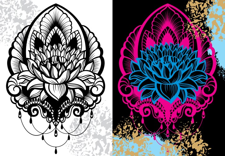 Lotus lily water flower set Vector Image