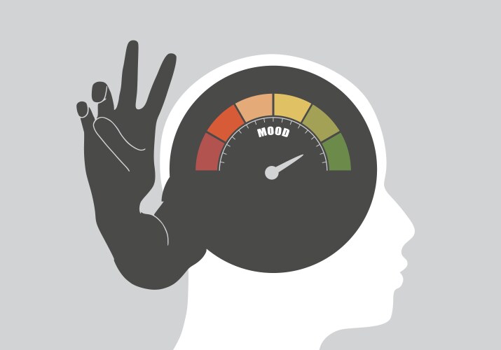 Mood measuring device with arrow and scale inside vector image