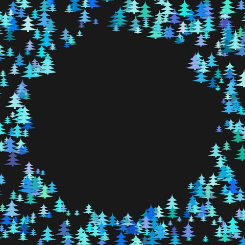 Abstract random pine tree pattern round border vector image