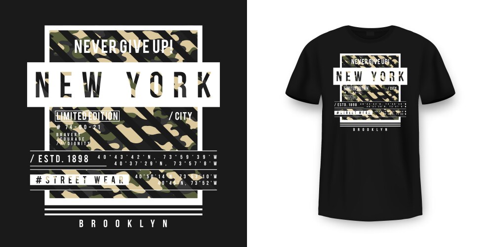 Military Camo T-Shirt - NYC Style Vector Image