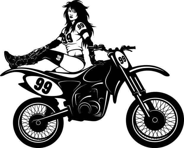Motocross Girl with Motorcycle Vector Image